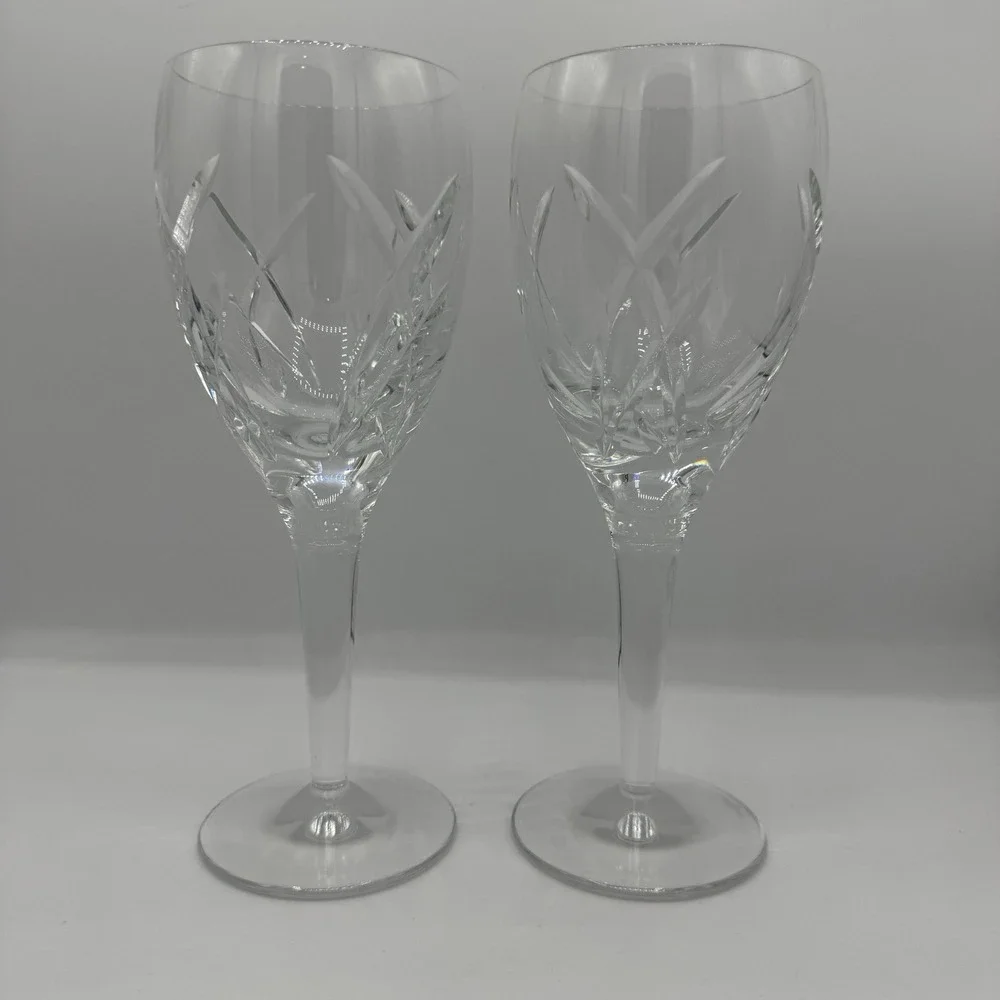 SET OF 2 WATERFORD JOHN ROCHA SIGNATURE 8.25 INCHES TALL WHITE WINE STEM GLASSES